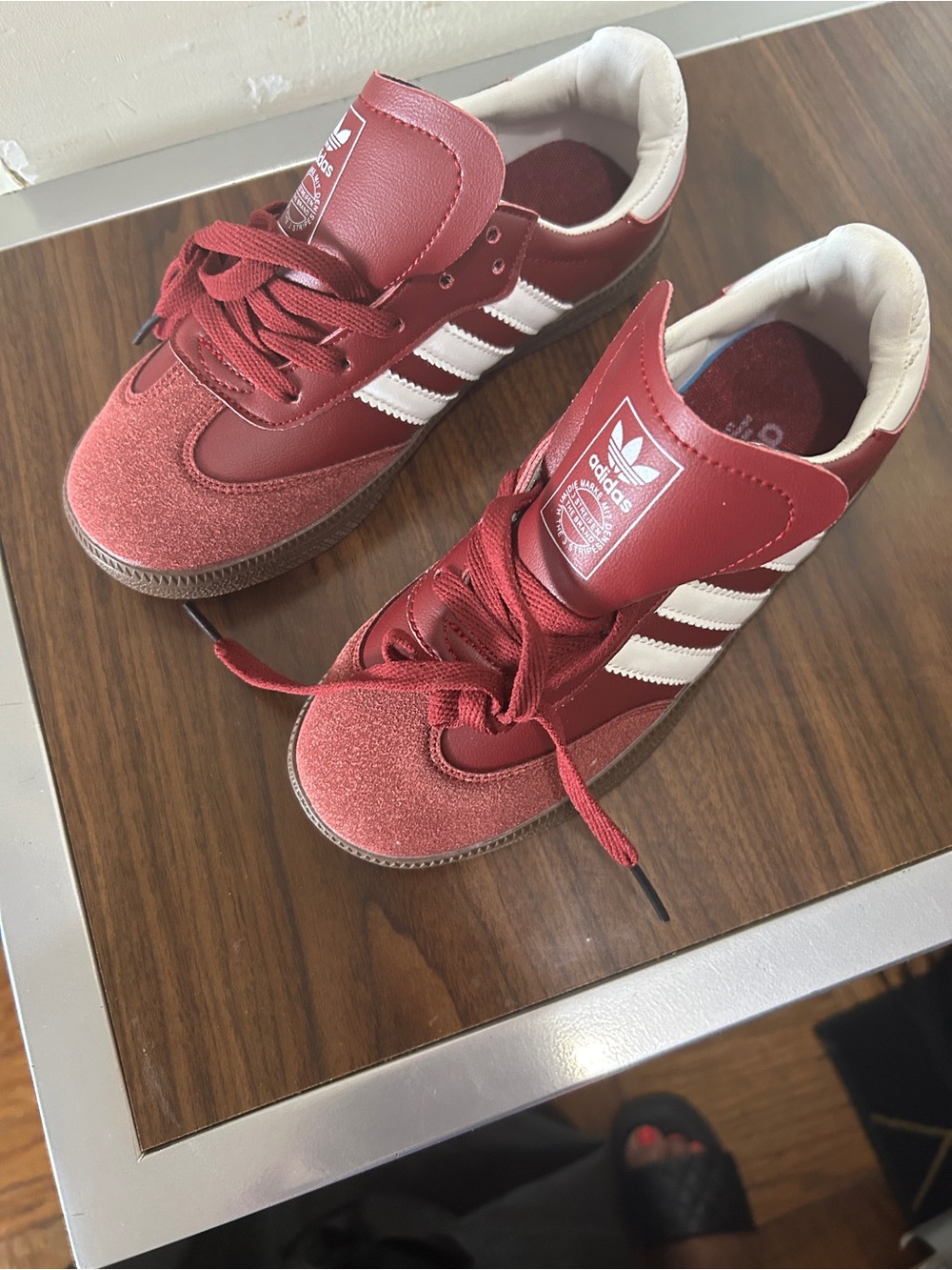 adidas Kids Maroon and White Classic Sneakers
